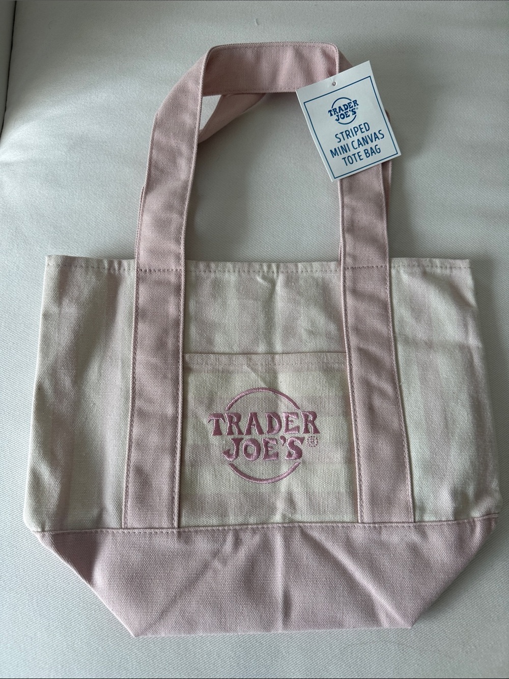Trader Joe's Pink Canvas Tote Bag with Contrast Trim - Picture 6 of 6